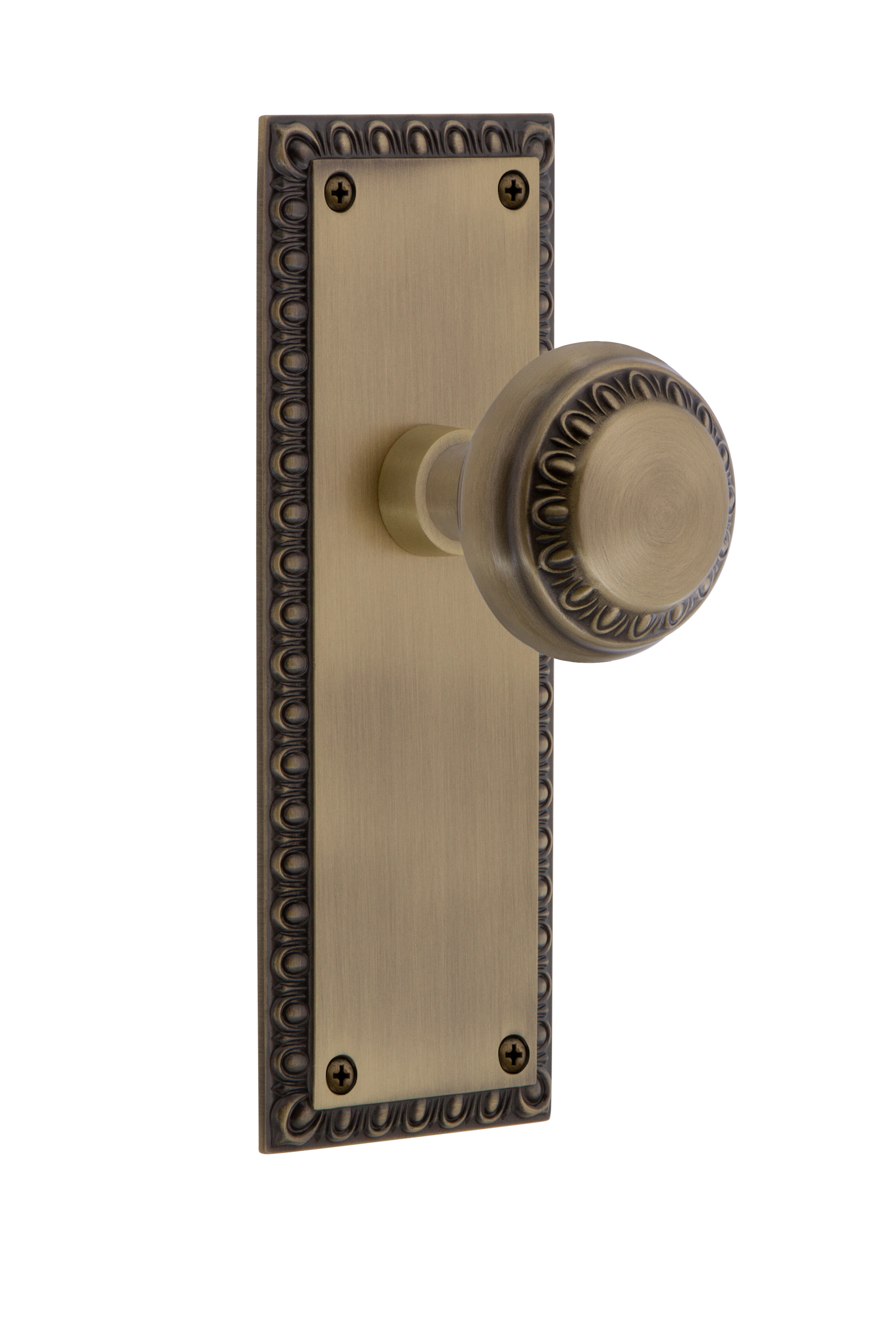 Neoclassical Plate with Neoclassical Knob in Antique Brass Neoclassical Plate with Neoclassical Knob in Antique Brass