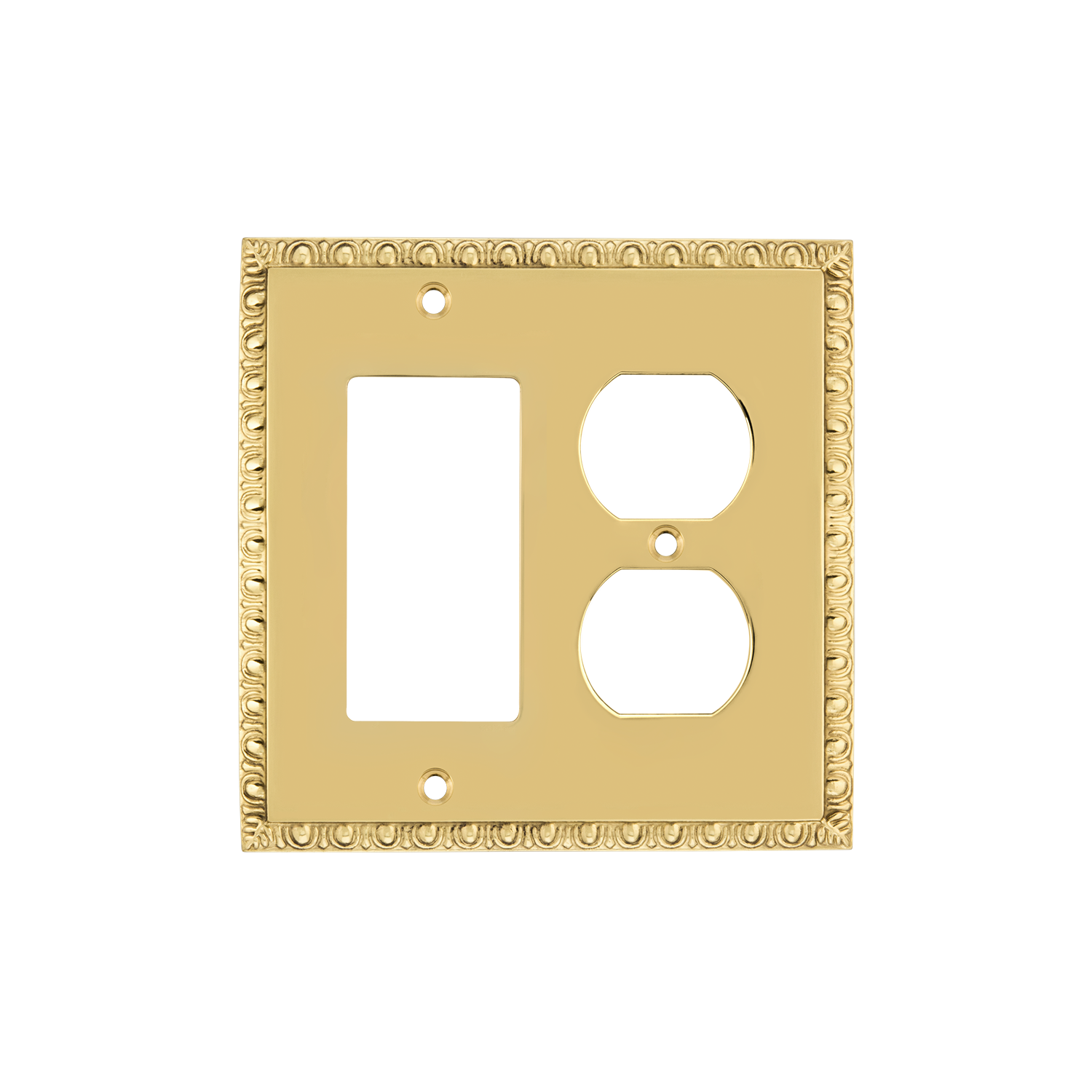 Nostalgic Warehouse 720116: Rope Single Rocker/Single Duplex Combination Switchplate - Unlacquered Brass