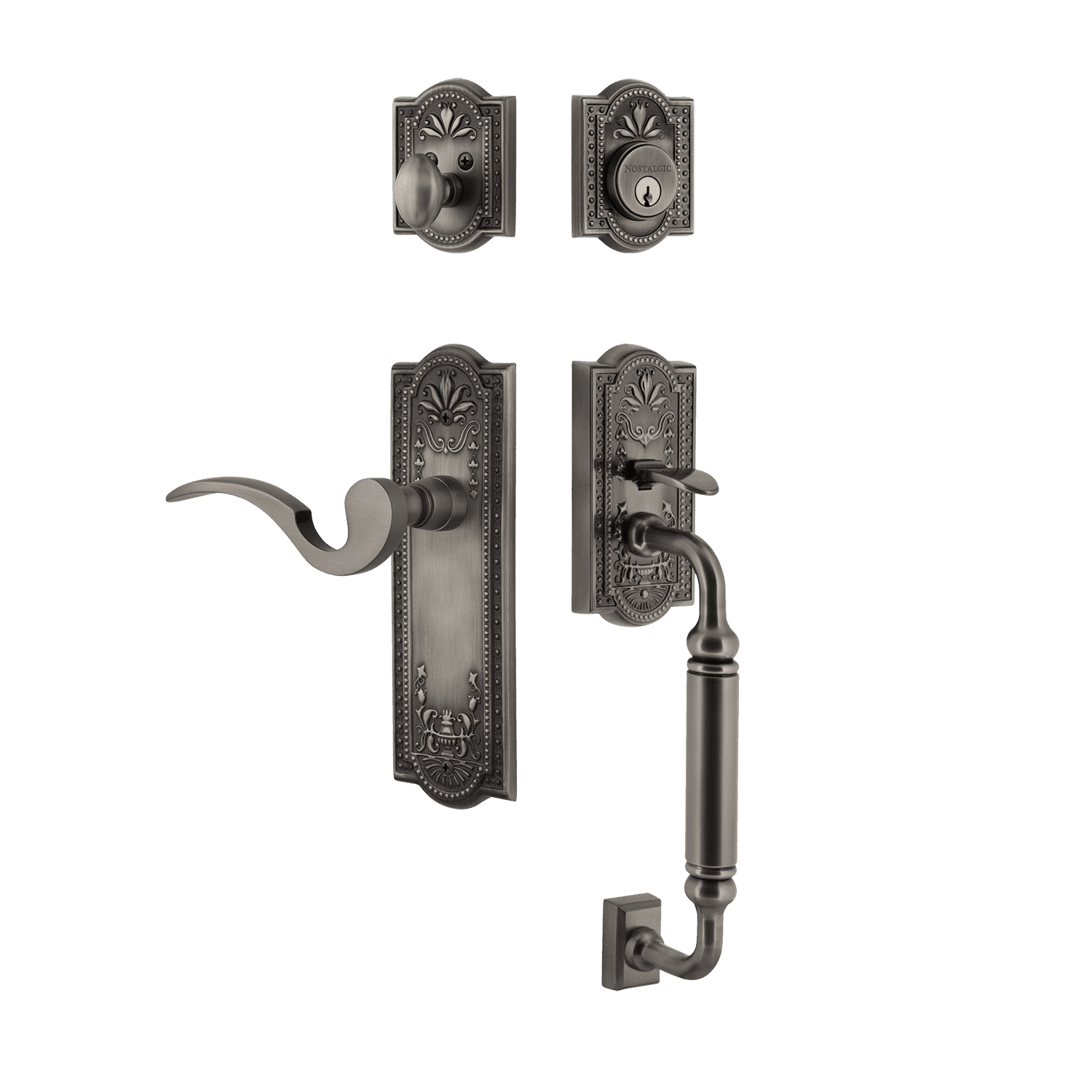 Nostalgic Warehouse Meadows Entry Set – Solid Brass Door Handleset, 2.375" Backset, Lifetime Finish