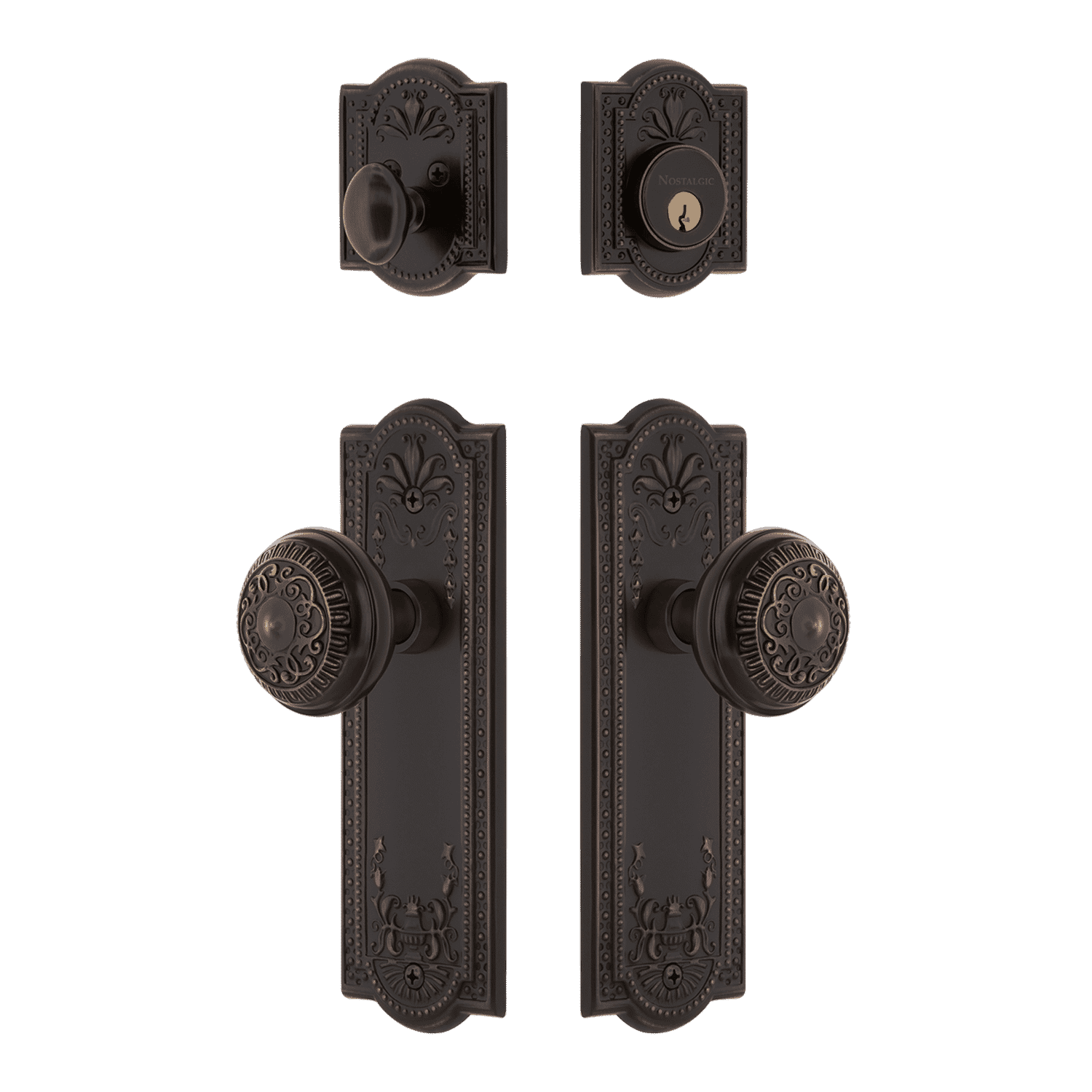 Meadows Entry Set with Egg & Dart Knob in Timeless Bronze