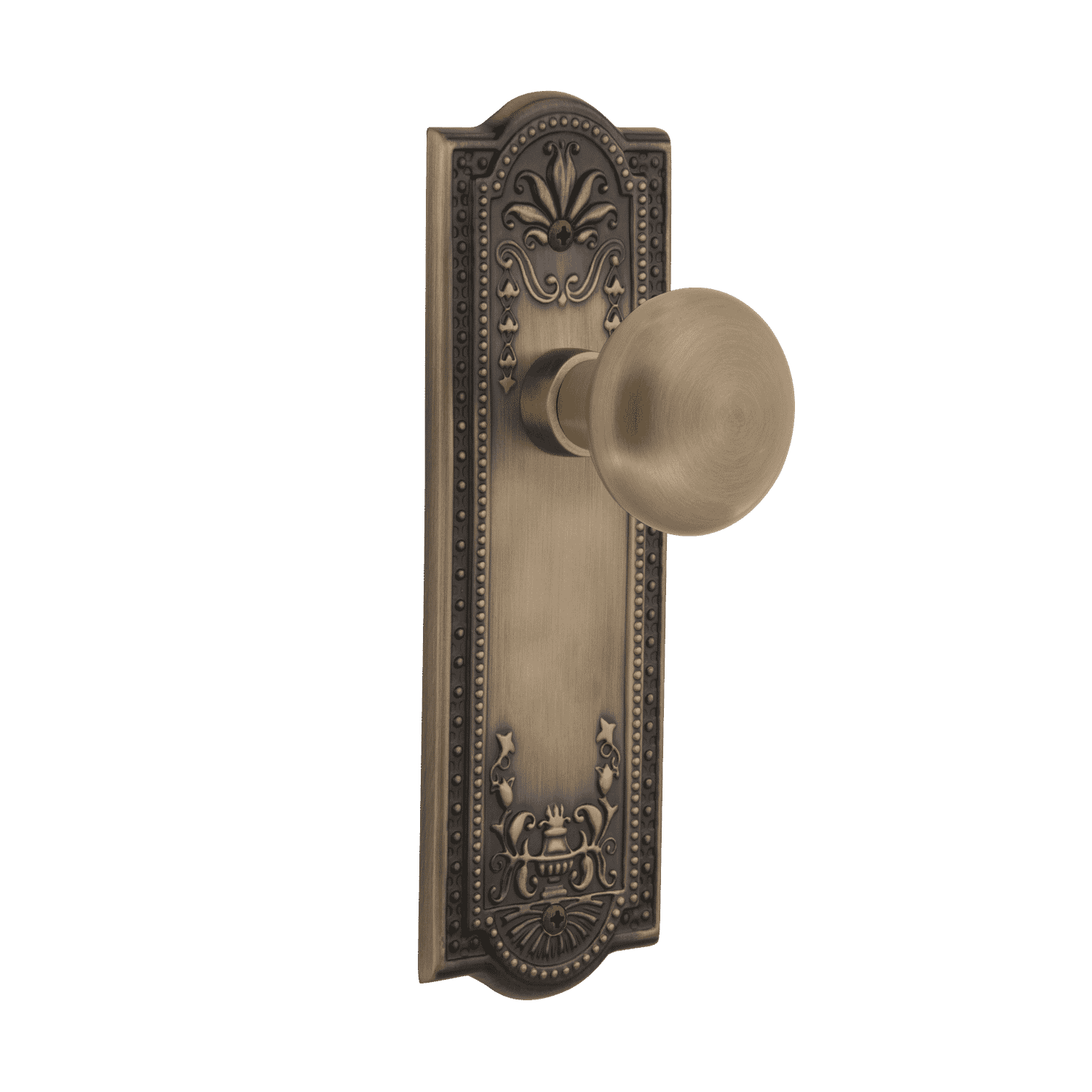 Meadows Long Plate with New York Knob in Antique Brass – Nostalgic