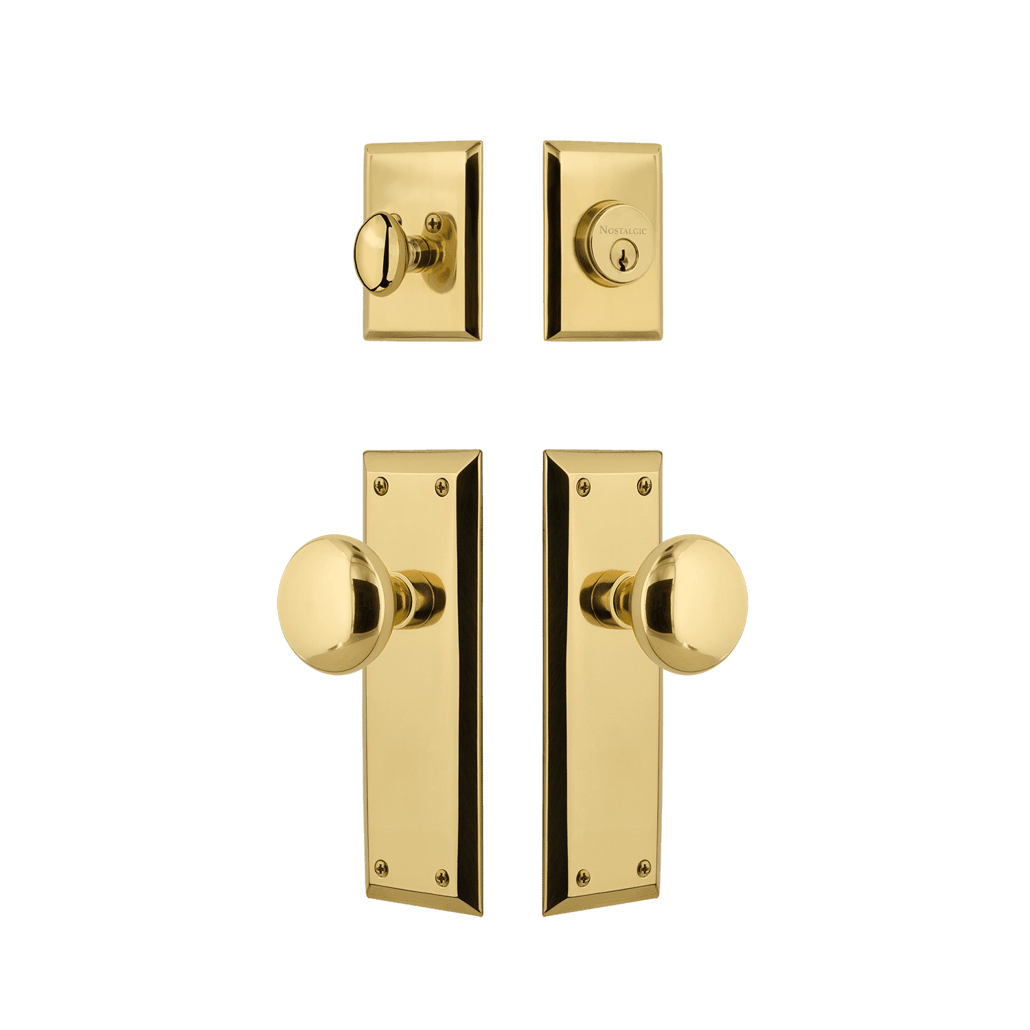 New York Entry Set with New York Knob in Unlacquered Brass
