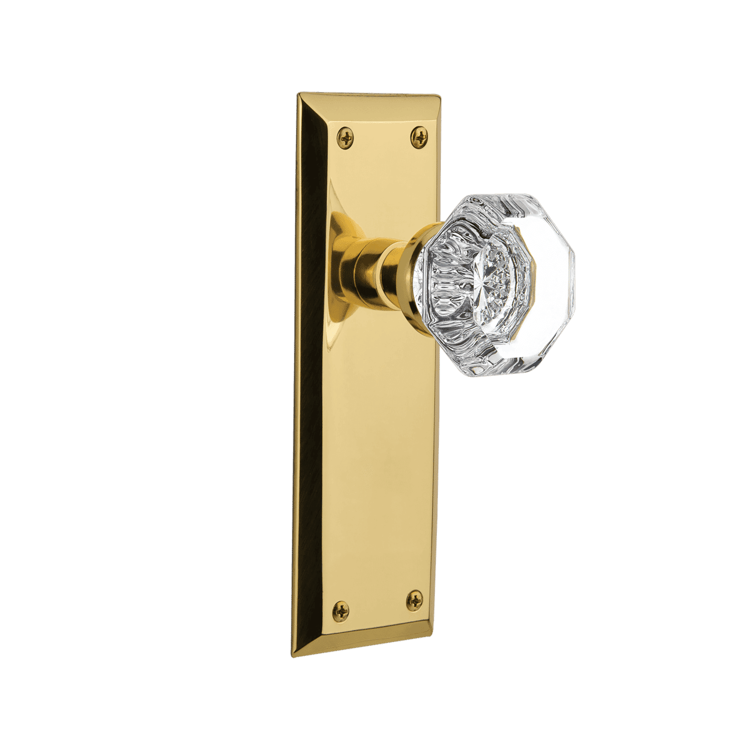 New York Long Plate with New York Knob in Antique Brass