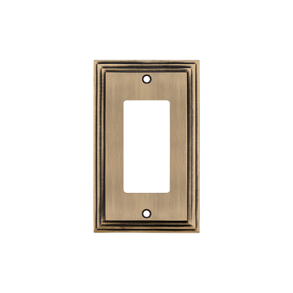 Deco Wall Plate Rocker in Antique Brass