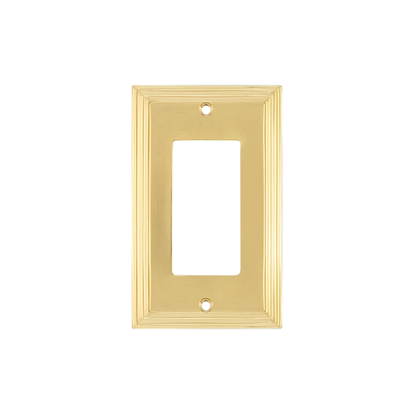 Deco Switch Plate with Single Rocker in Unlacquered Brass nostalgic warehouse