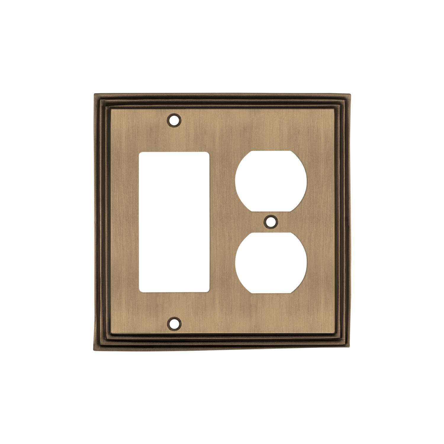 Deco Switch Plate with Rocker and Outlet in Antique Brass – Nostalgic ...