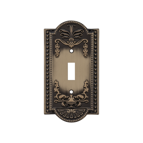 Meadows Switch Plate with Single Toggle in Antique Brass