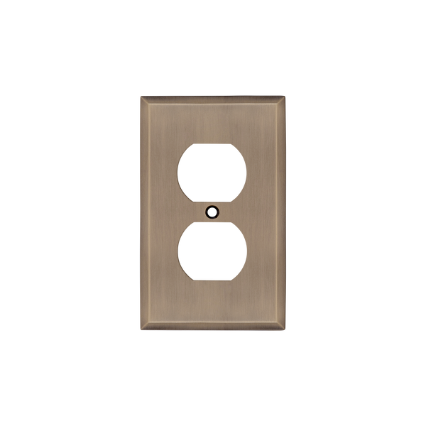 New York Switch Plate with Double Toggle in Antique Brass