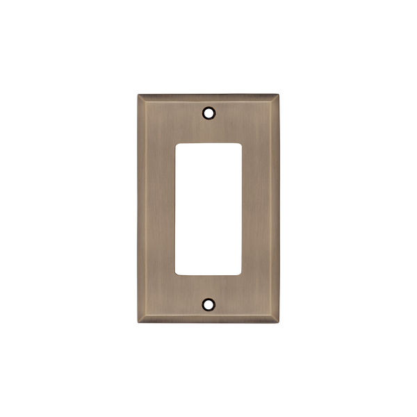 New York Switch Plate with Single Rocker in Antique Brass
