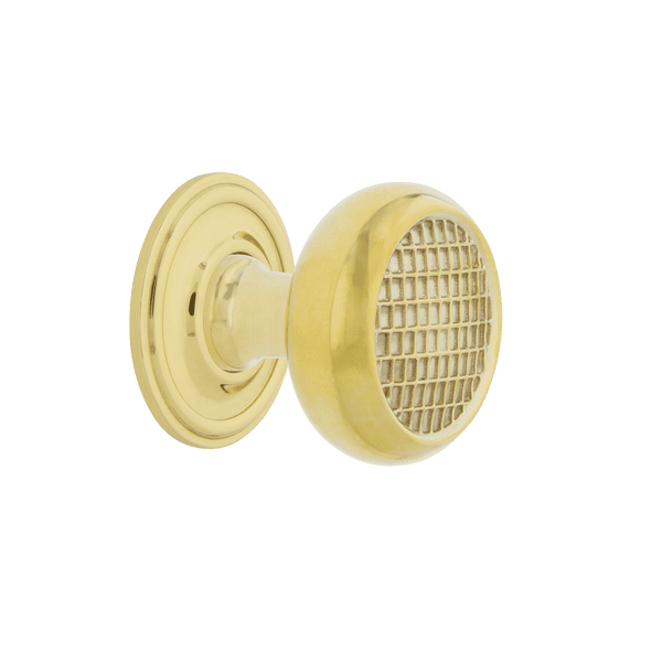Nostalgic Warehouse Product Image: Craftsman Brass Cabinet Knob with Classic Rosette in Unlacquered Brass