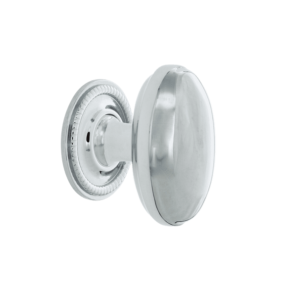 Homestead Brass Cabinet Knob with Rope Rosette Bright Chrome
