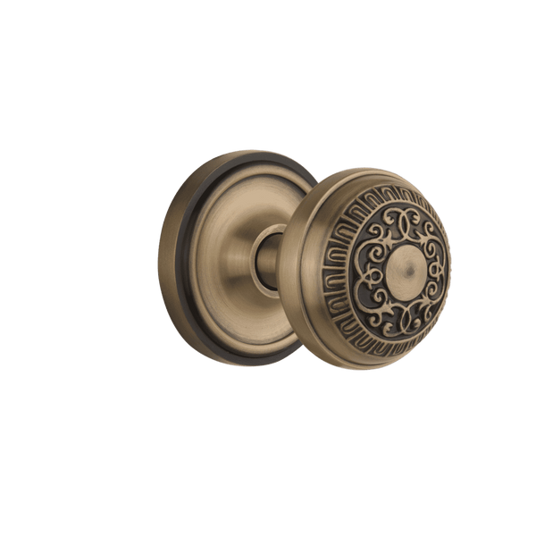 Classic Rosette with Egg & Dart Knob in Antique Brass