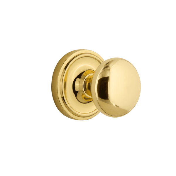 Classic Rosette with New York Knob in Unlacquered Brass