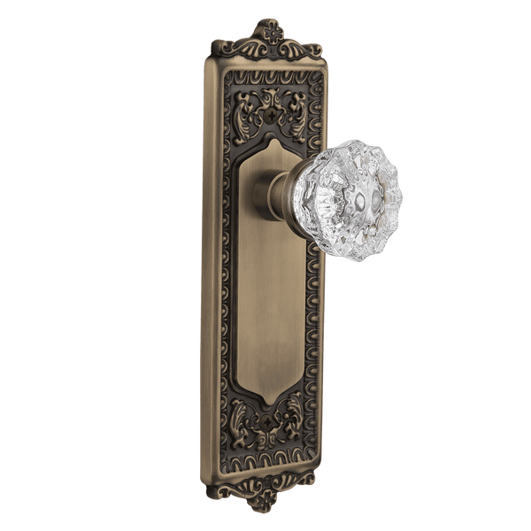 Egg & Dart Long Plate with Egg & Dart Knob in Antique Brass