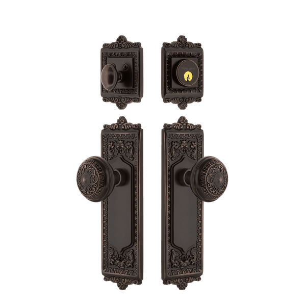 Egg & Dart Entry Set with Egg & Dart Knob in Timeless Bronze