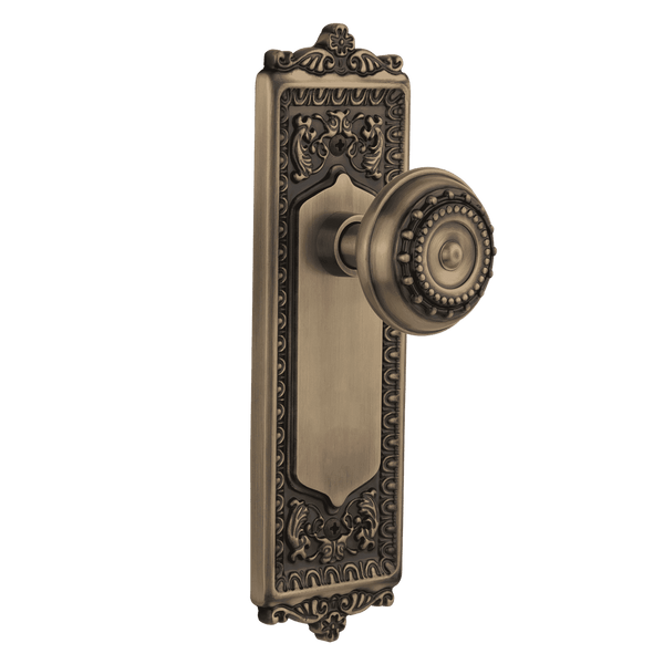 Notalgic Warehouse Egg & Dart Long Plate with Meadows Knob in Antique Brass