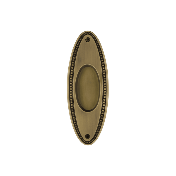 Beaded Flush Pull in Antique Brass