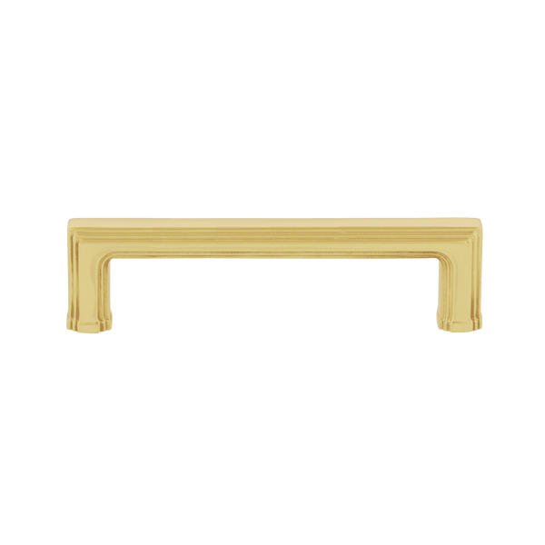 Carré Handle Pull 4 On Center in Unlacquered Brass