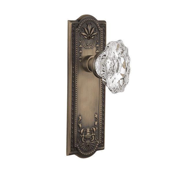 meadows long plate with chateau knob in antique brass