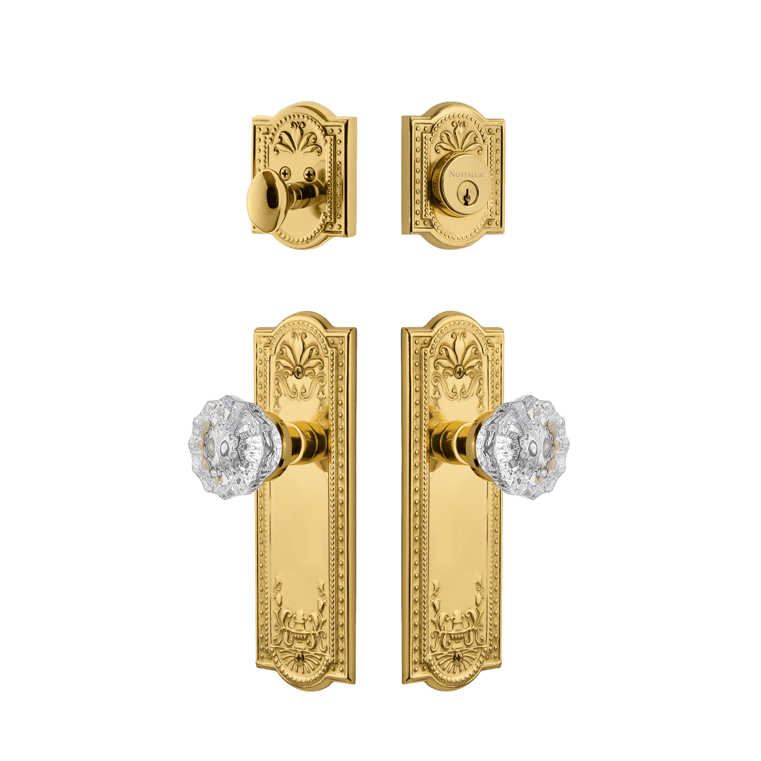Meadows Entry Set with Crystal Knob in Unlacquered Brass – Nostalgic ...