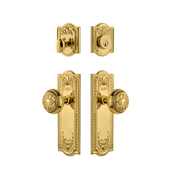 Meadows Entry Set with Egg & Dart Knob in Unlacquered Brass
