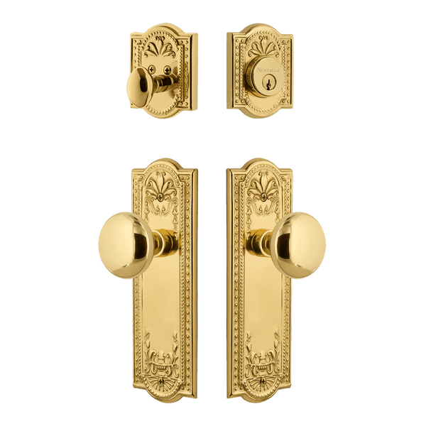 Meadows Entry Set with New York Knob in Polished Brass