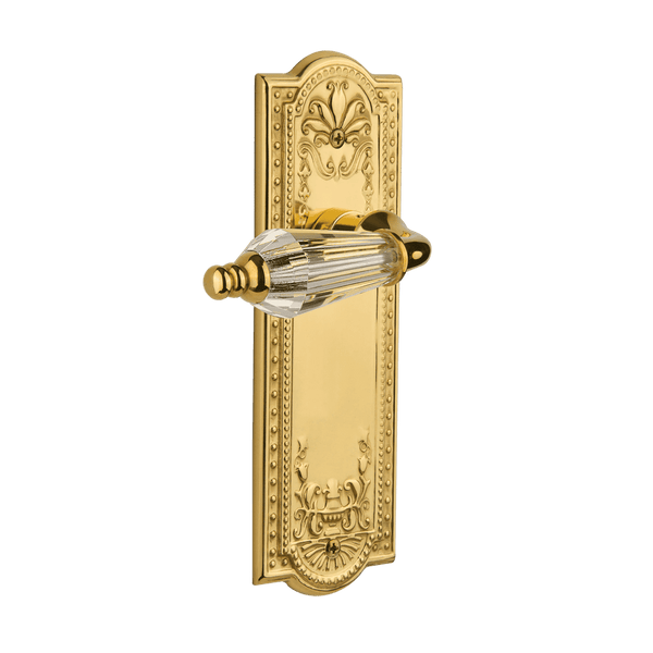 Meadows Long Plate with Parlour Crystal Lever in Polished Brass