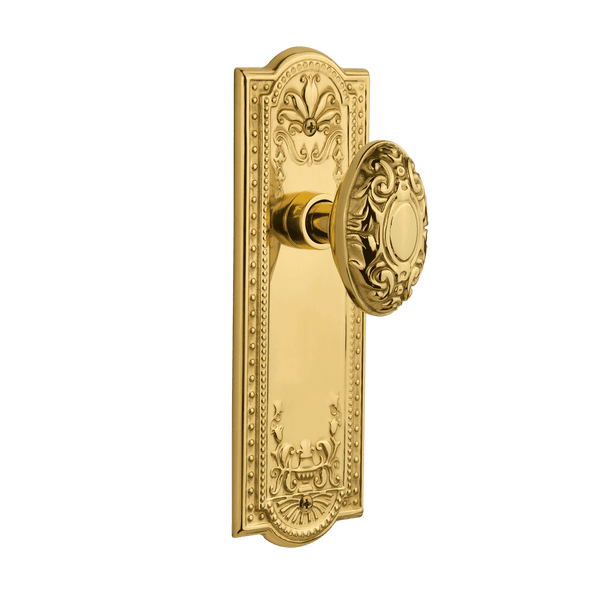 Meadows Long Plate with Victorian Knob in Polished Brass