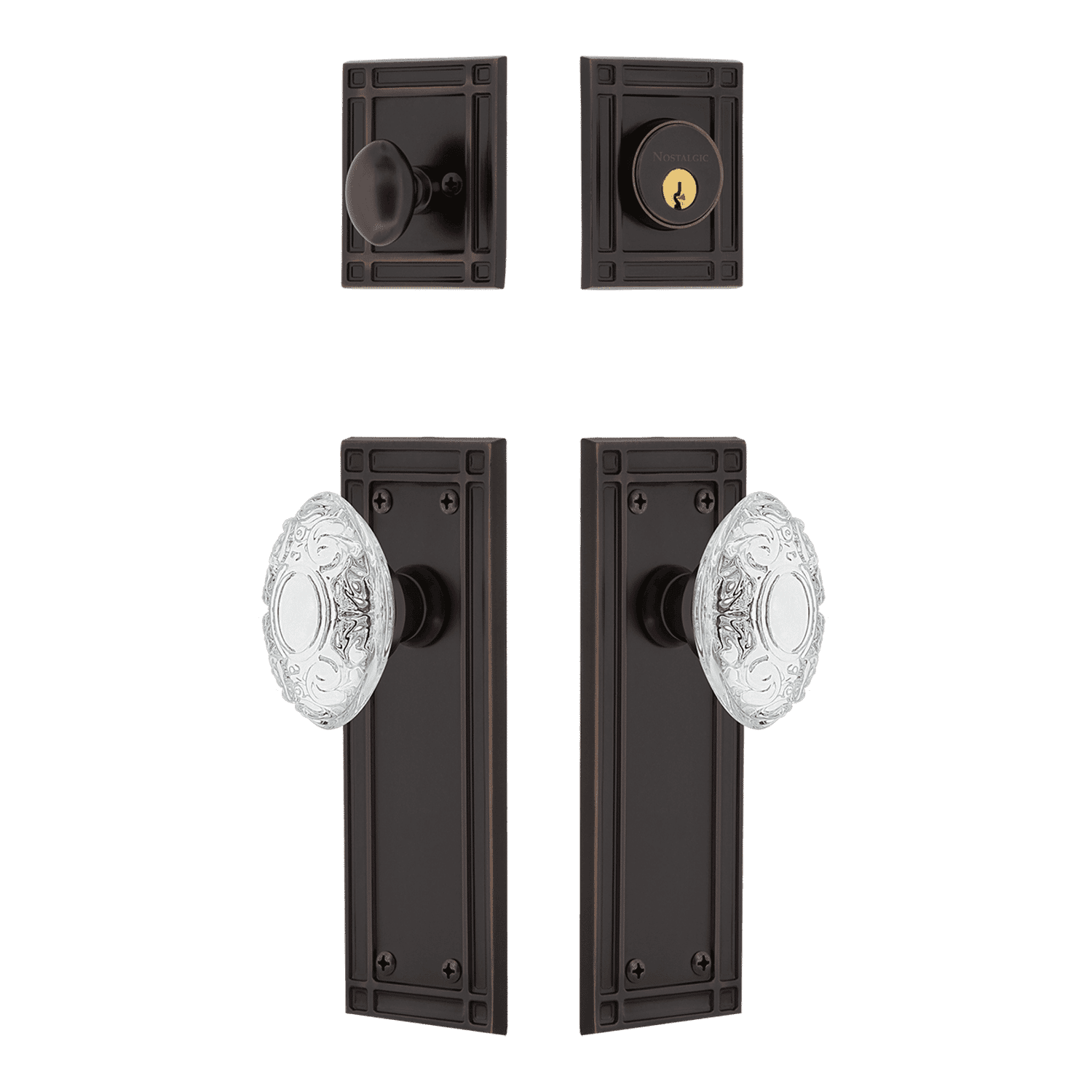 Mission Entry Set with Crystal Victorian Knob in Timeless Bronze ...