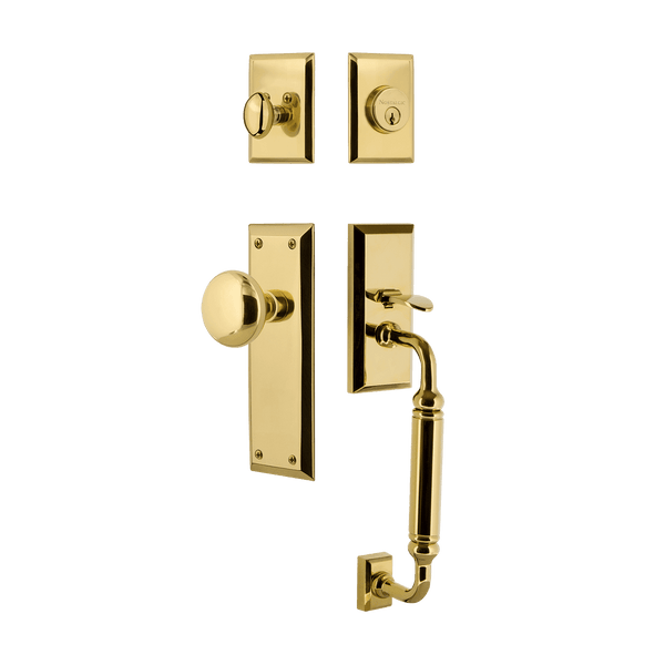 nostalgic warehouse new york handleset with c grip in polished brass