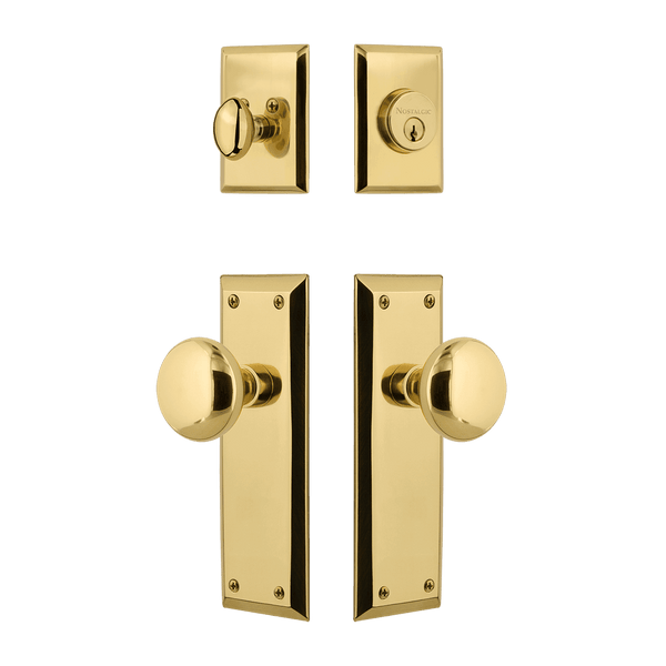 New York Entry Set with New York Knob in Polished Brass