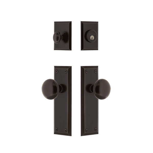 New York Entry Set with New York Knob in Timeless Bronze