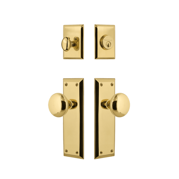 New York Entry Set with New York Knob in Unlacquered Brass