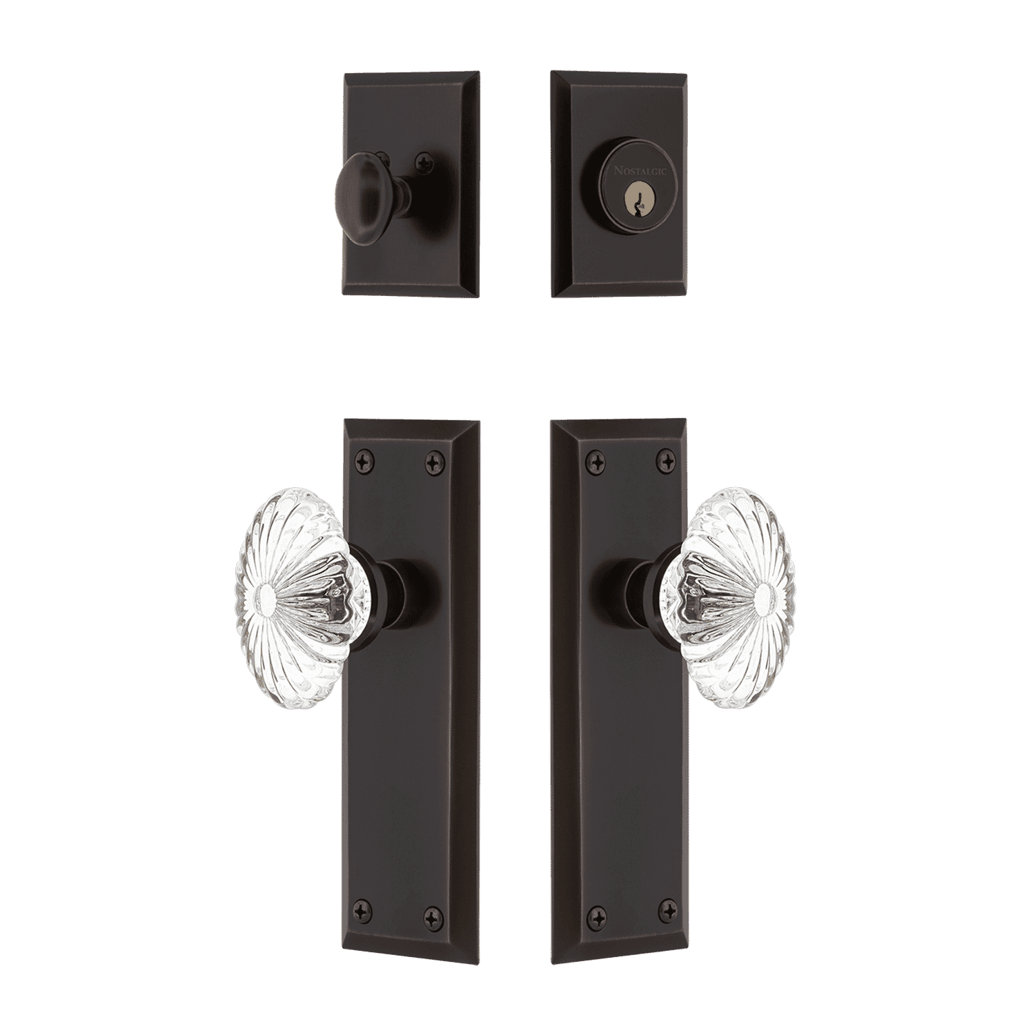 New York Entry Set with Oval Fluted Crystal in Timeless Bronze ...