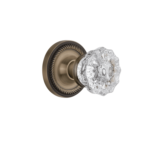 rope rosette with crystal knob in antique brass nostalgic warehouse