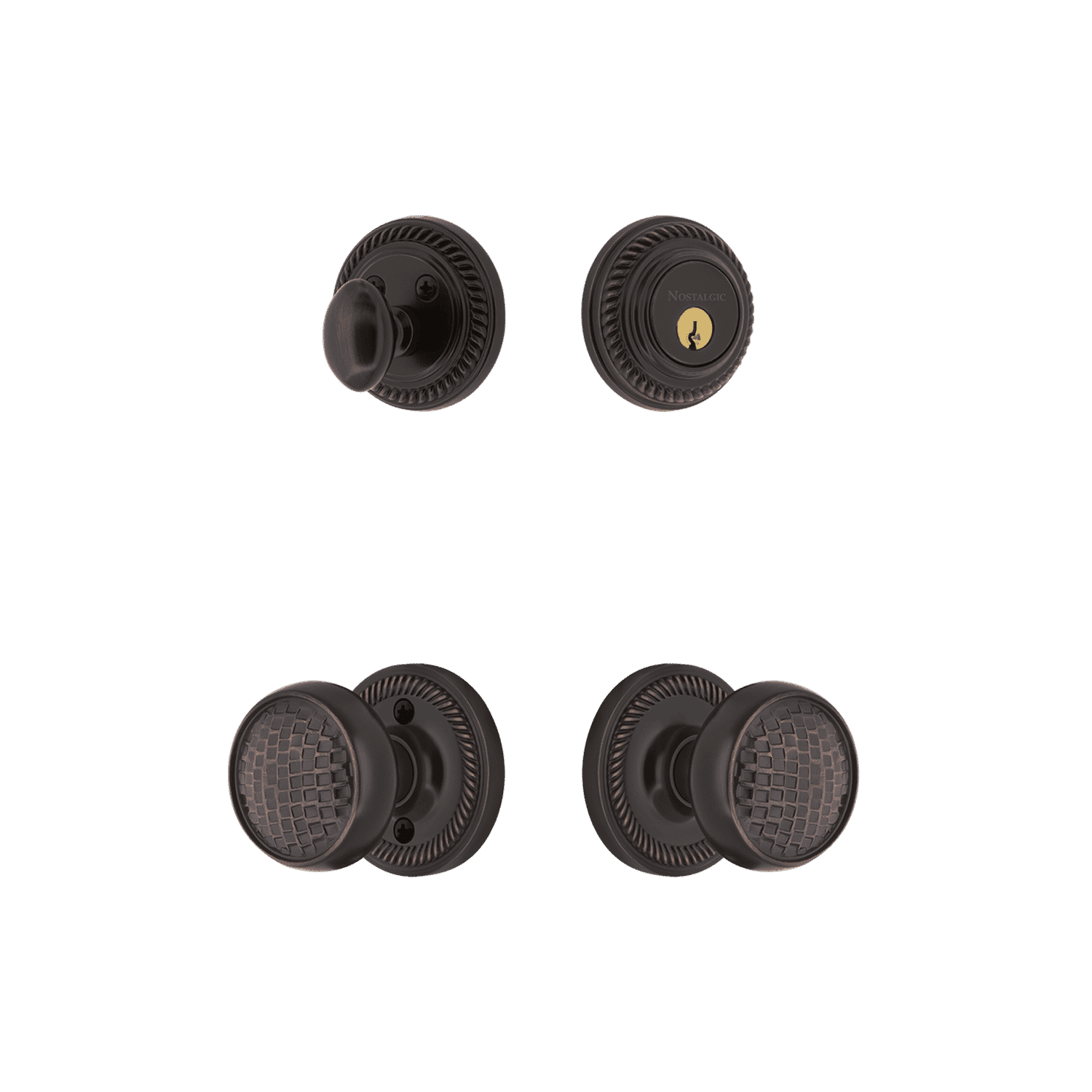 Rope Rosette Entry Set with Craftsman Knob in Timeless Bronze ...