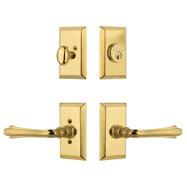 Studio Entry Set with Fleur Lever in Polished Brass
