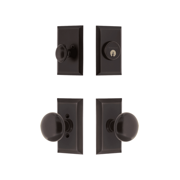 Studio Entry Set with New York Knob in Timeless Bronze