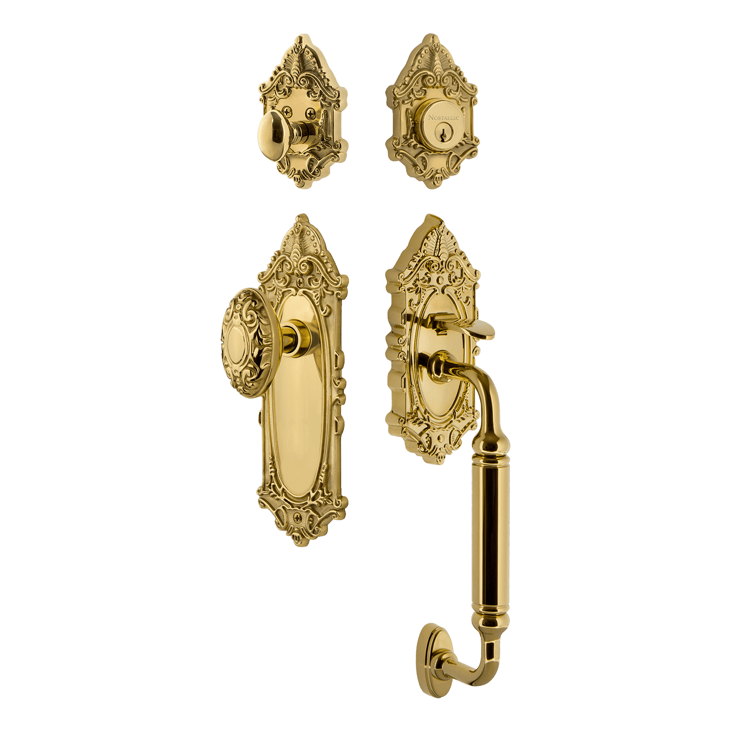 Victorian Plate C Grip Entry Set Victorian Knob in Polished Brass ...
