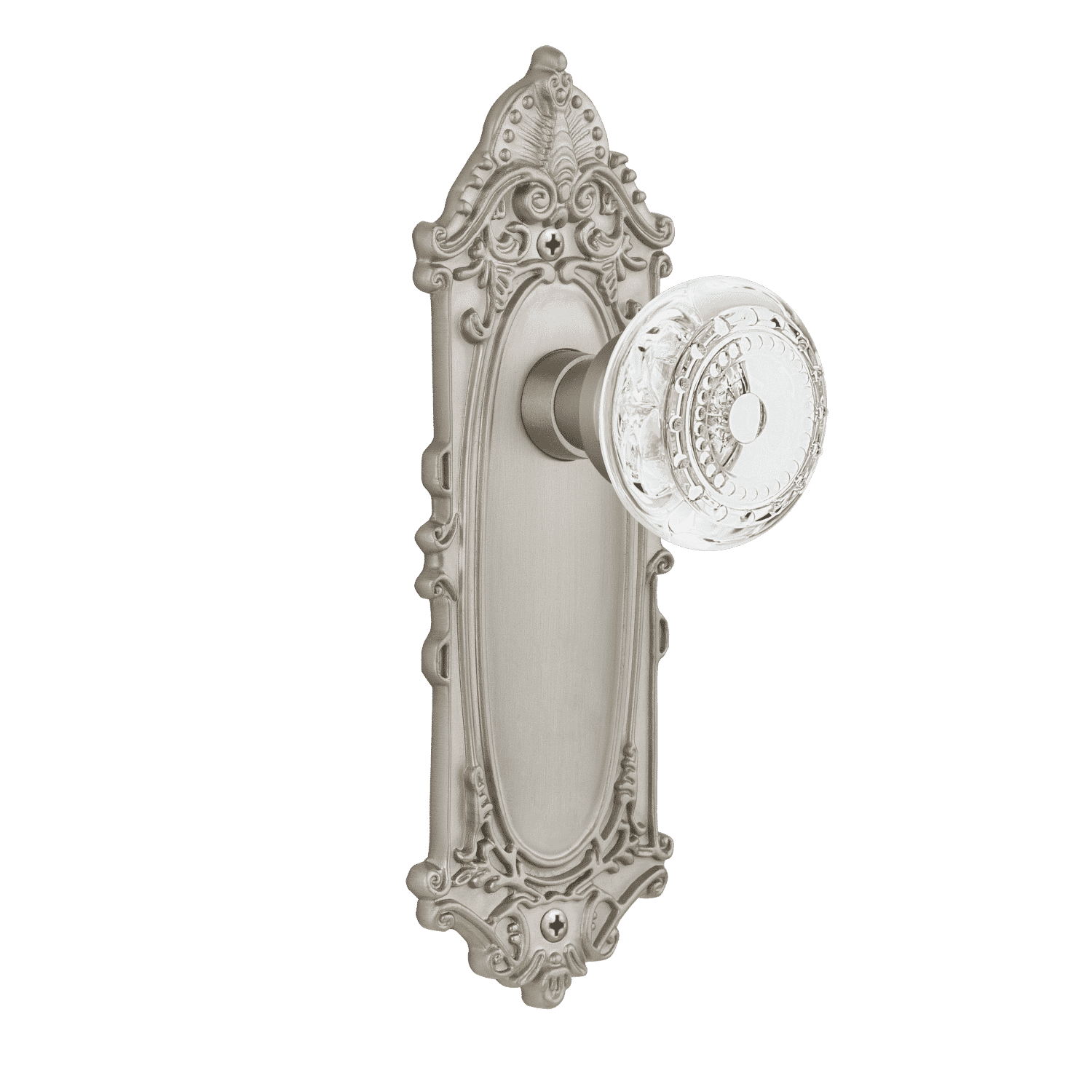 Victorian Long Plate with Crystal Meadows Knob in Satin Nickel ...